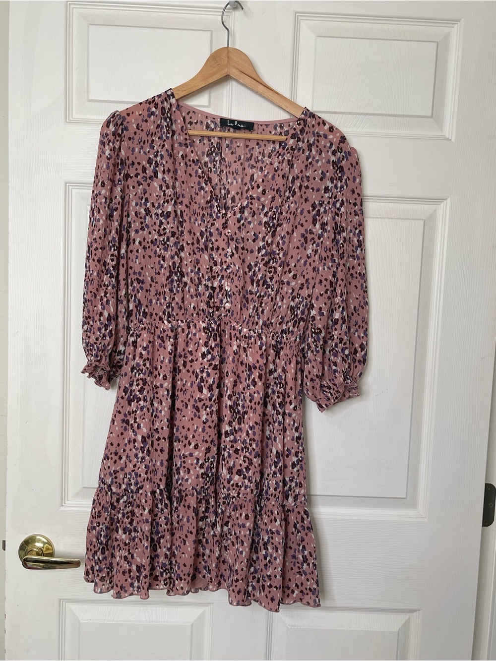 Lulu's Dusty Rose Floral Tiered Mini Dress
